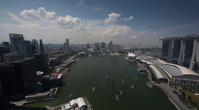 The Extreme 40 fleet will race within the confines of Marina Bay for the opening Act of the 2014 Series in Singapore. © Lloyd Images